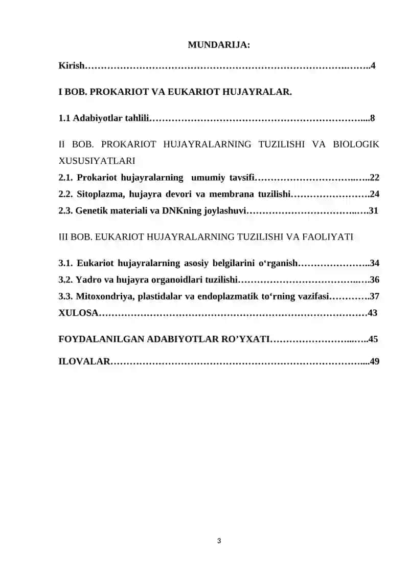 Prokariot va eukariot hujayralar. 3