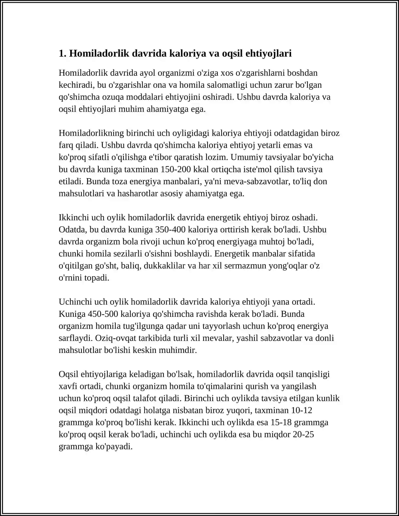 HOMILADORLAR KÓZI YORIGAN VA EMIZIKLI AYYOLARNI OQATLANISH JIHATLARI 3