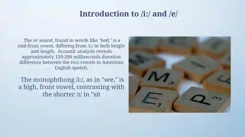The vowel sounds /i:/and /e/ 3