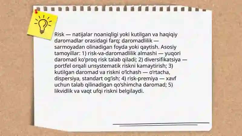 Risk va daromadlilik 3