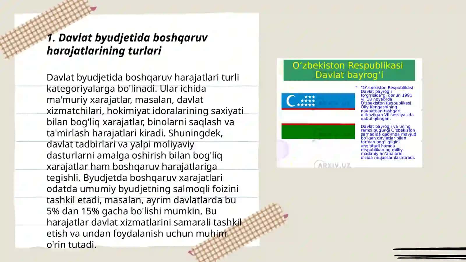 Davlat byudjetining boshqaruv harajatlari tarkibi va tuzilishi 3