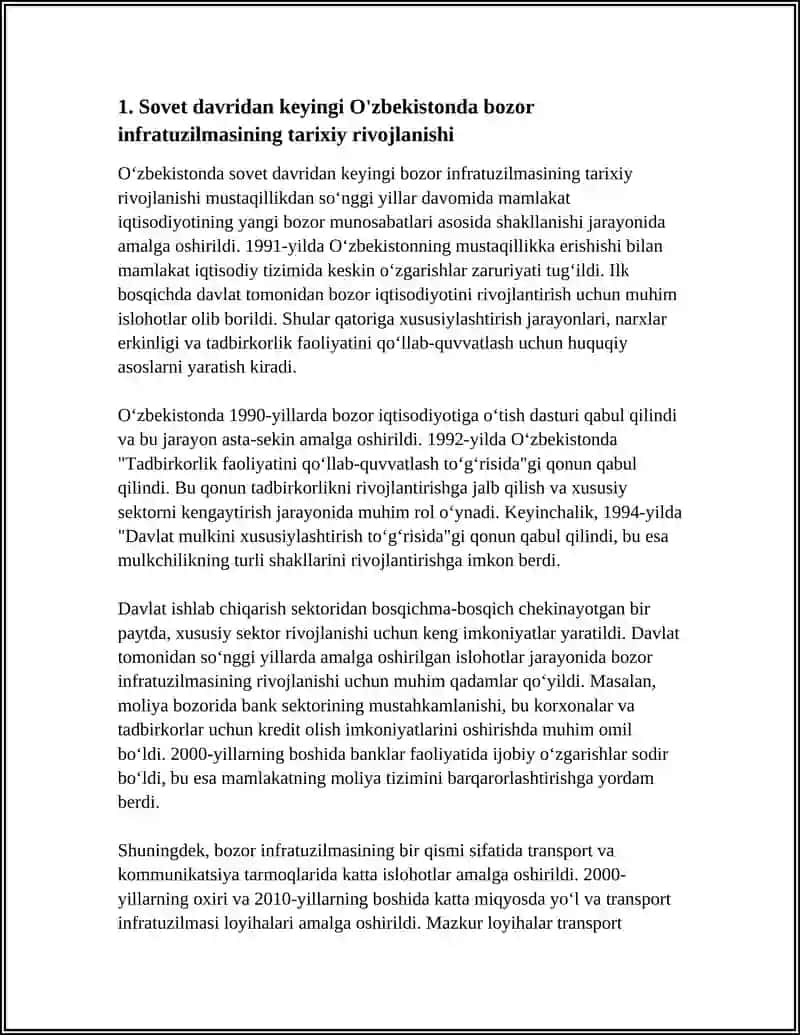 O'ZBEKISTONDA BOZOR INFRASTRUKTURASINING SHAKLLANTIRILISHI 3