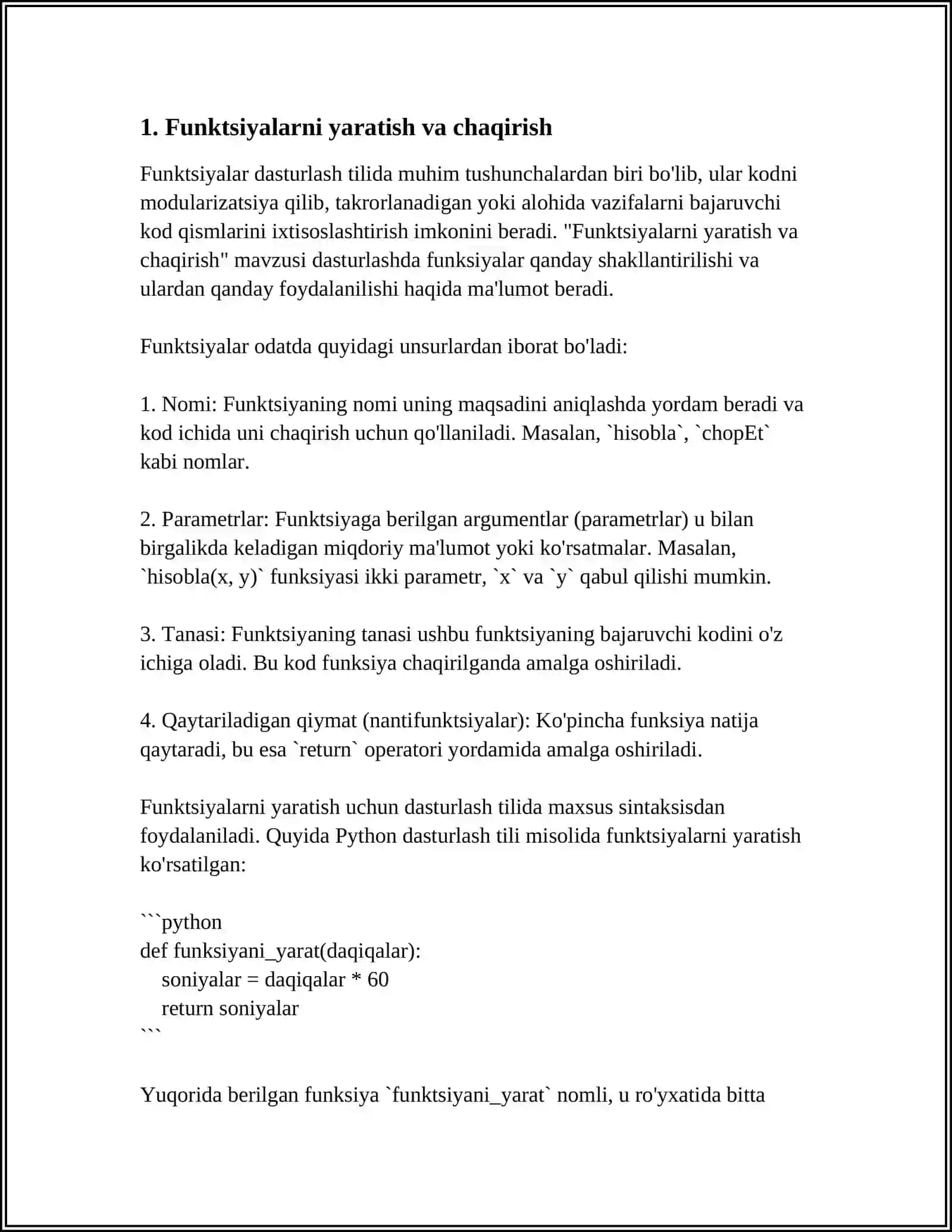 PYTHON DASTURLASH TILIDA FOR FUNKSIYASI QATNASHGAN DASTURLAR TUZING 3