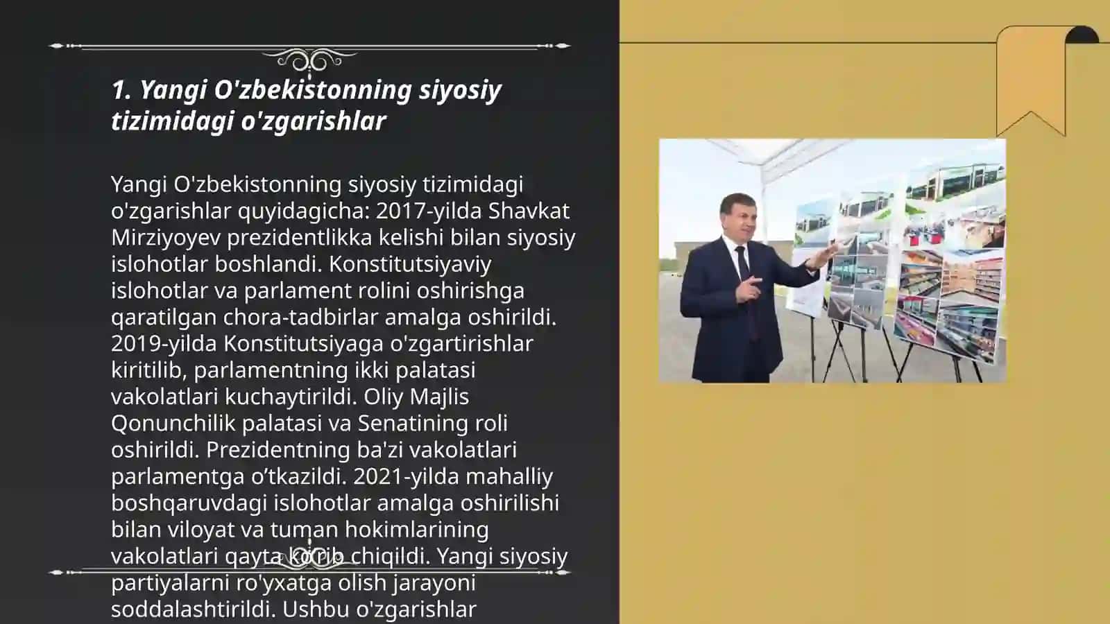 Yangi O'zbekiston ijtimoiy-siyosiy, iqtisodiy va madaniy hayotdagi o'zgarishlar 3