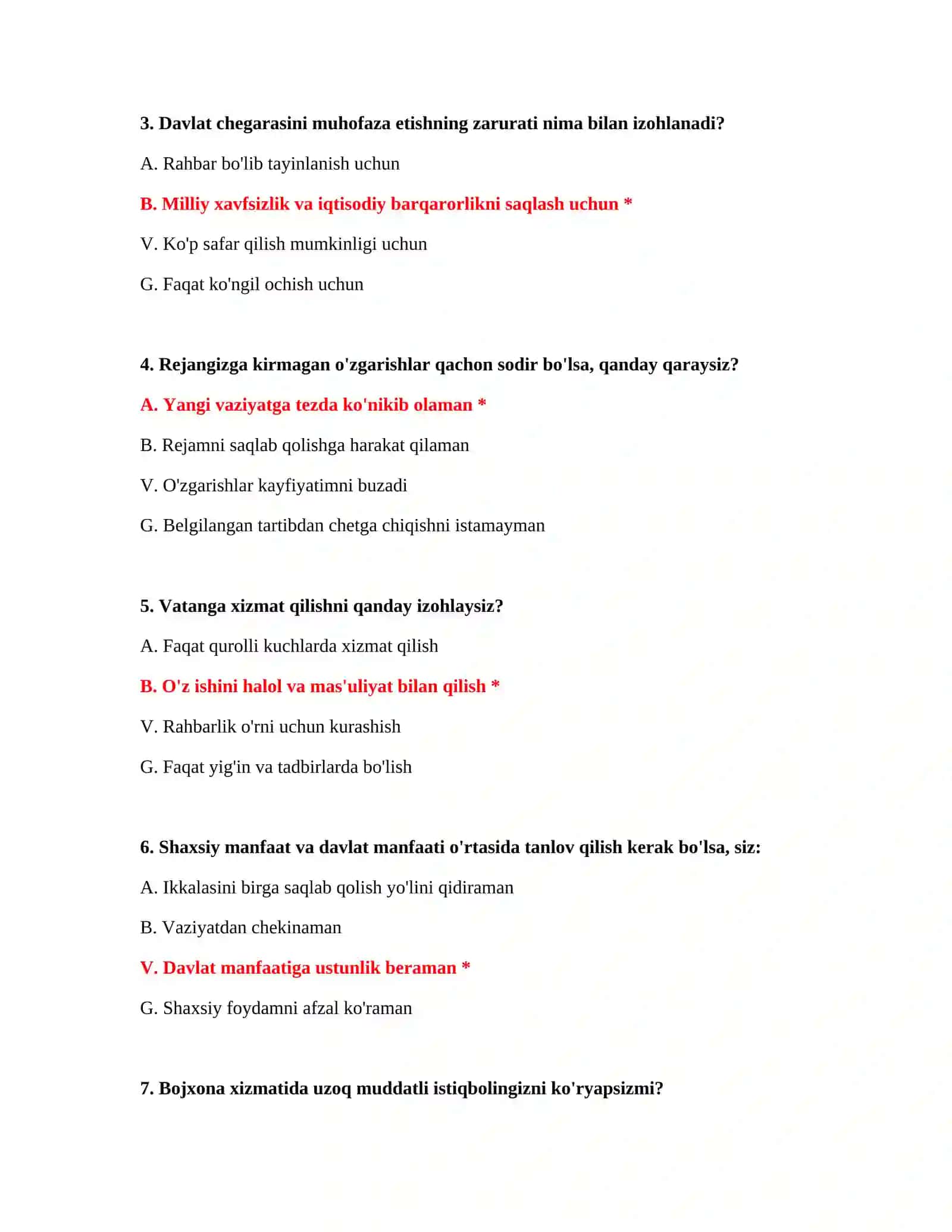 PSIXOLOGIK SINOV SAVOLLARI VA JAVOBLARI 3
