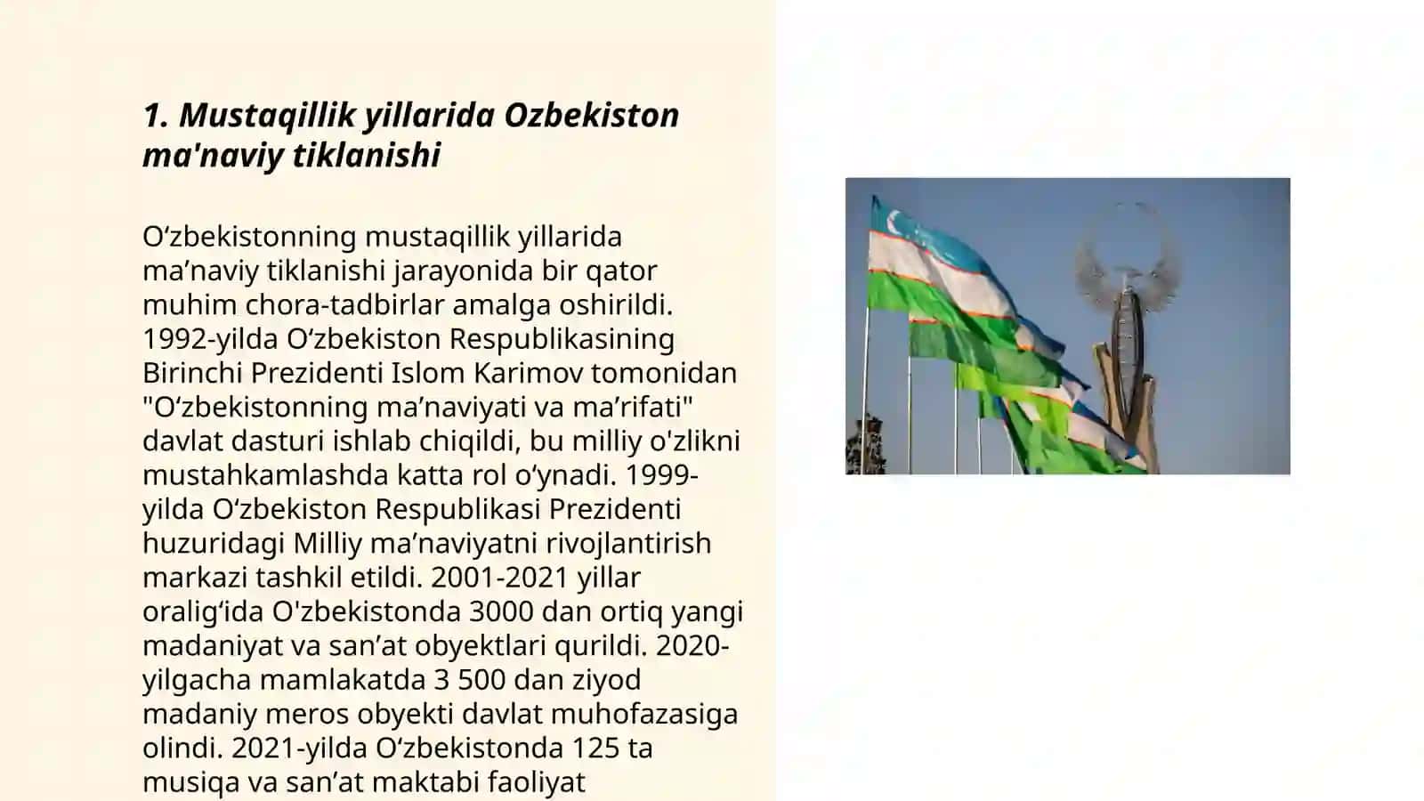 Oʻzbekistonning mustaqillik yillarida ma'naviy tiklanishi 3