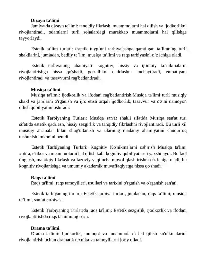 Estetik Tarbiyaning Turlari 3