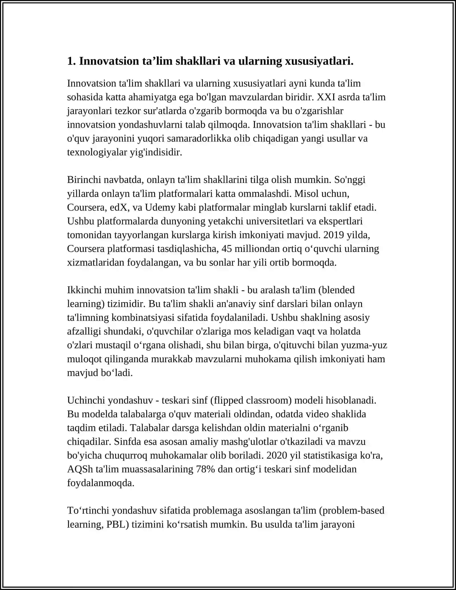 TA’LIM-TARBIYA JARAYONINI TASHKIL ETISHNING INNOVATSION SHAKL, METOD VA VOSITALARI 3