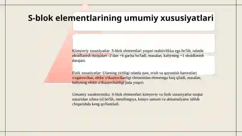 Elementlar davriy sistemari s-blok elementlari umumiy xarakteristikas 3