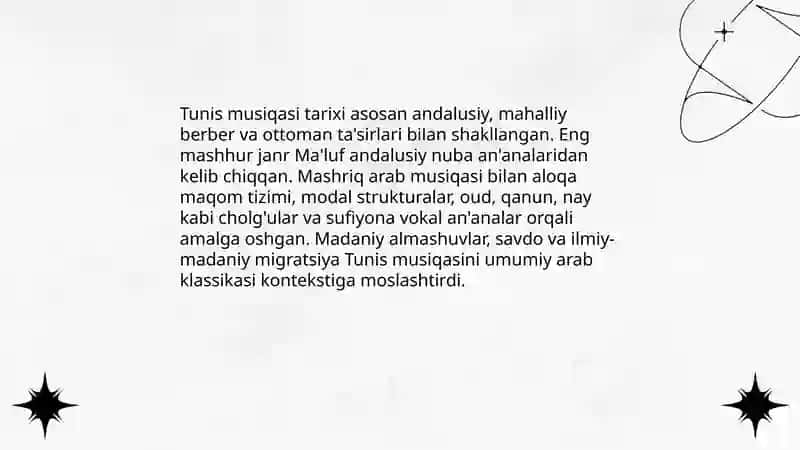 Tunis musiqasi tarixi va uning Mashriq arab musiqasi bilan aloqalari 3