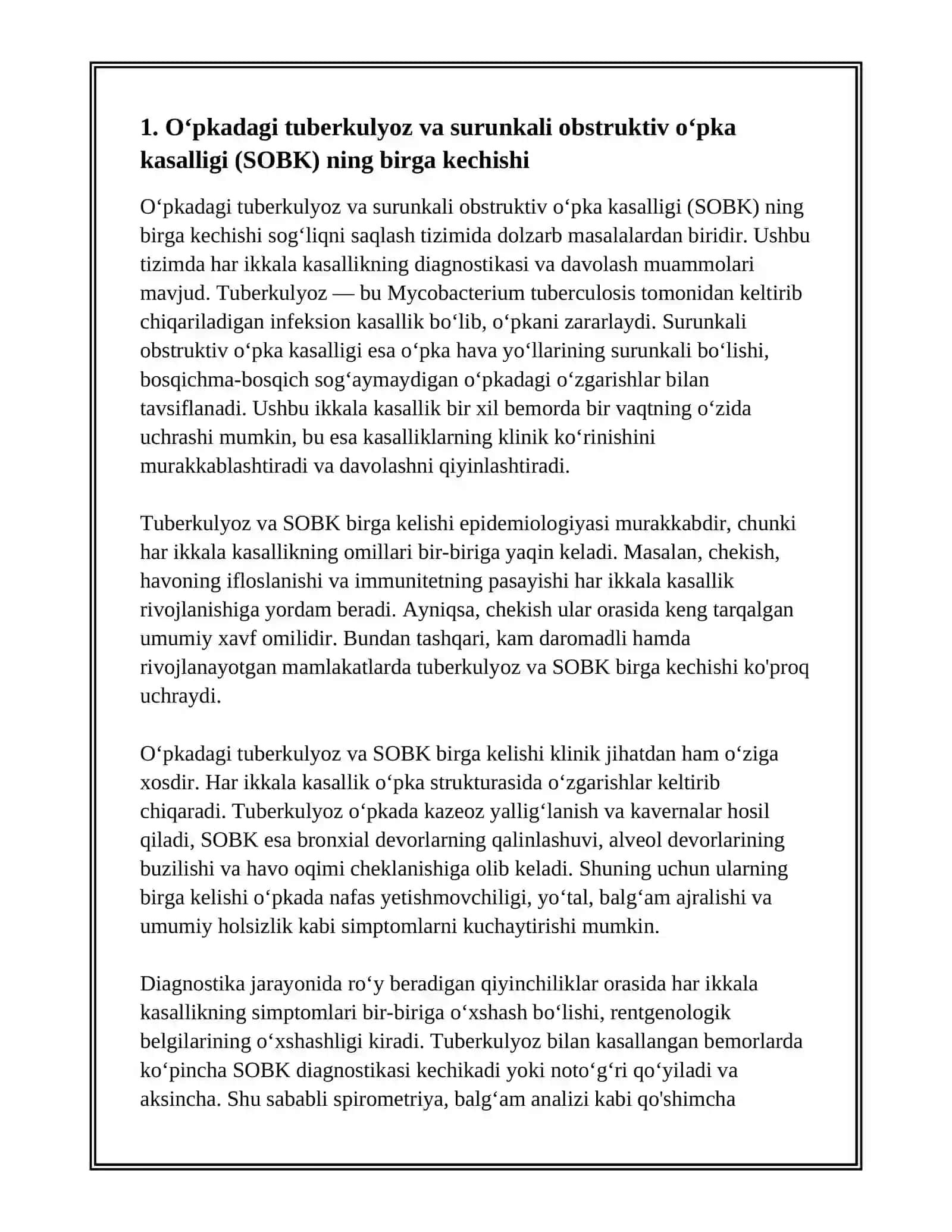TUBERKULYOZNING OʻPKANING NOSPETSIFIK KASALLIKLARI BILAN BIRGA KECHISHI 3