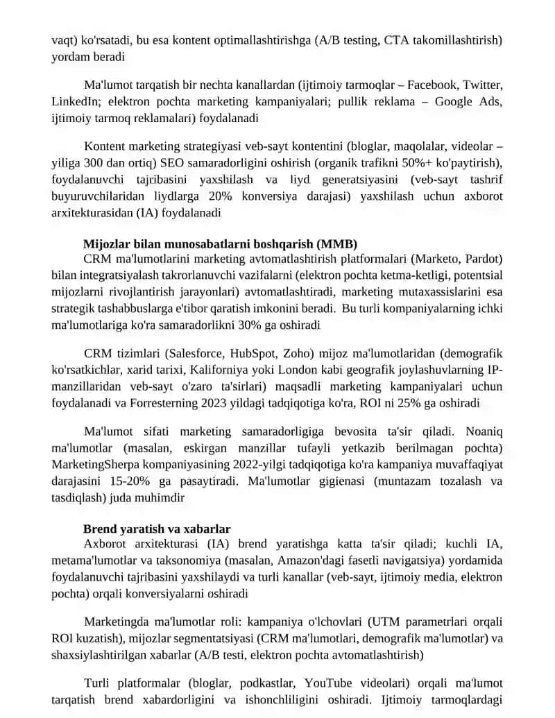Samaradorlikni Baholash va Tahlil 3