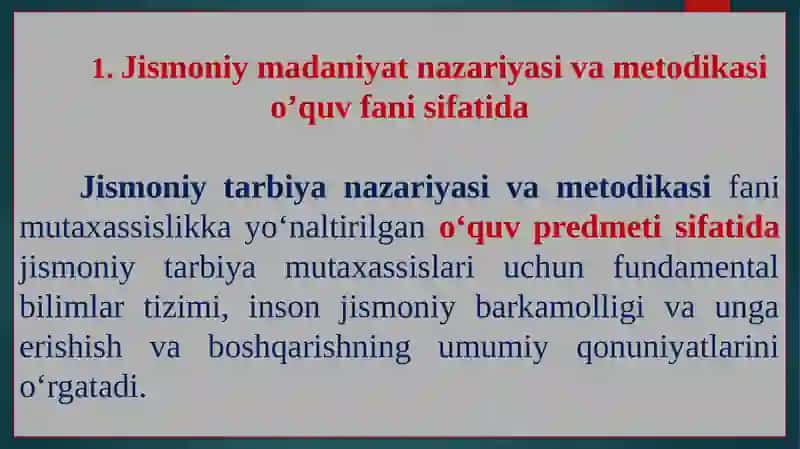 Jismoniy Madaniyat Nazariyasi va Metodikasifanining Maqsadihamda va Vazifalari 3