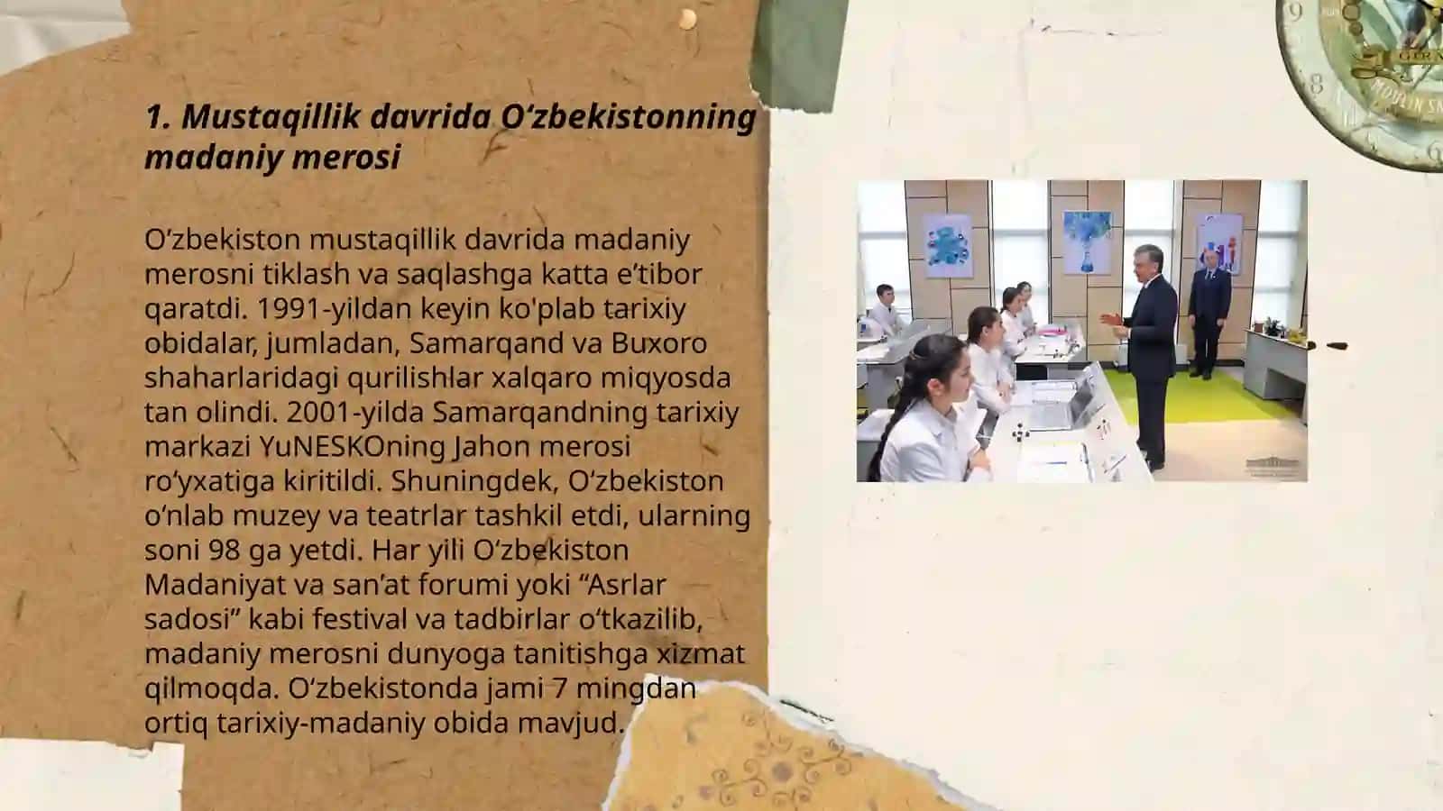 Mustaqillik yillarida Oʻzbekistondagi ma'naviy va madaniy taraqqiyot 3