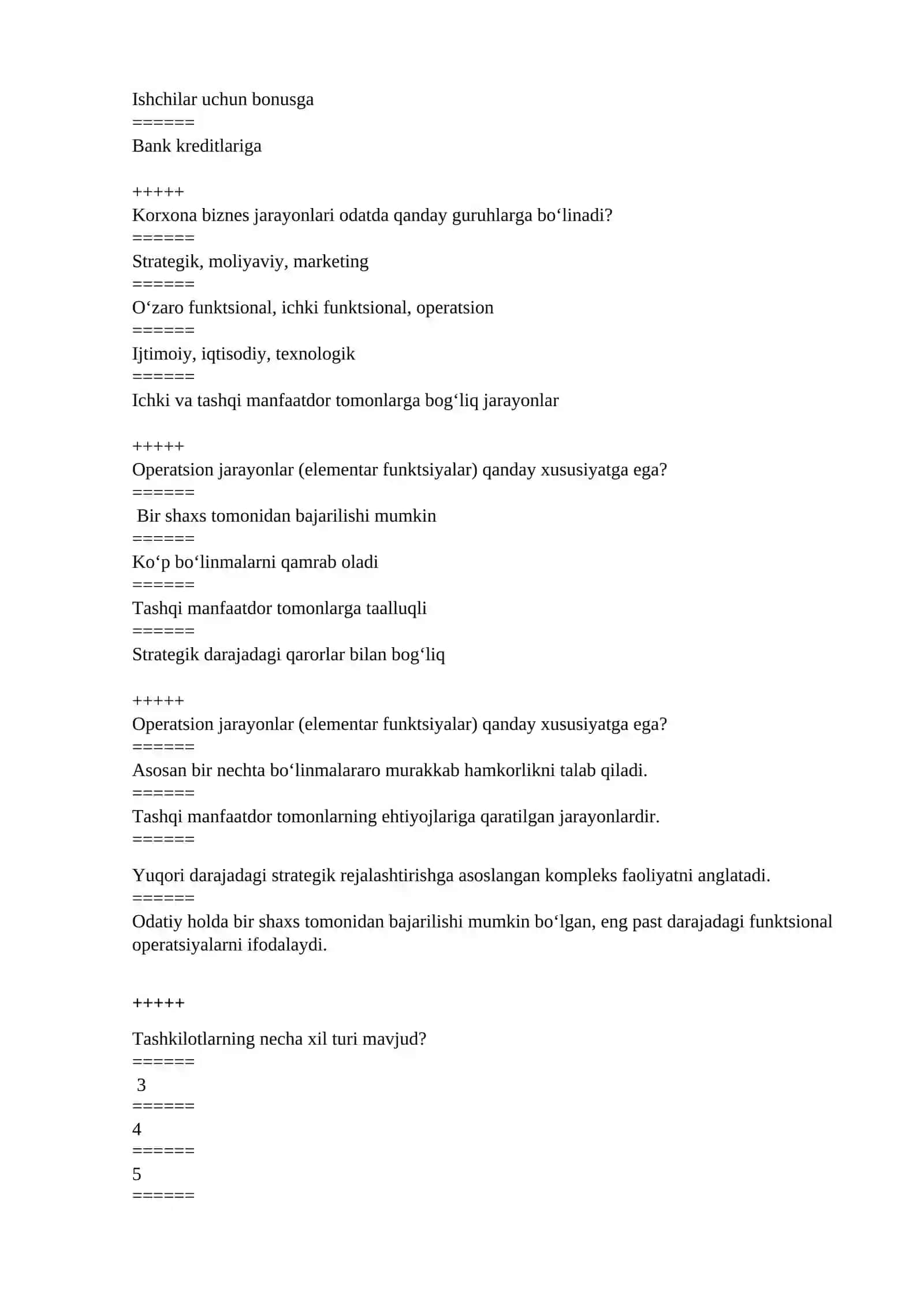 “PUL VA BANKLAR” FANIDAN TEST SAVOLLARI 3