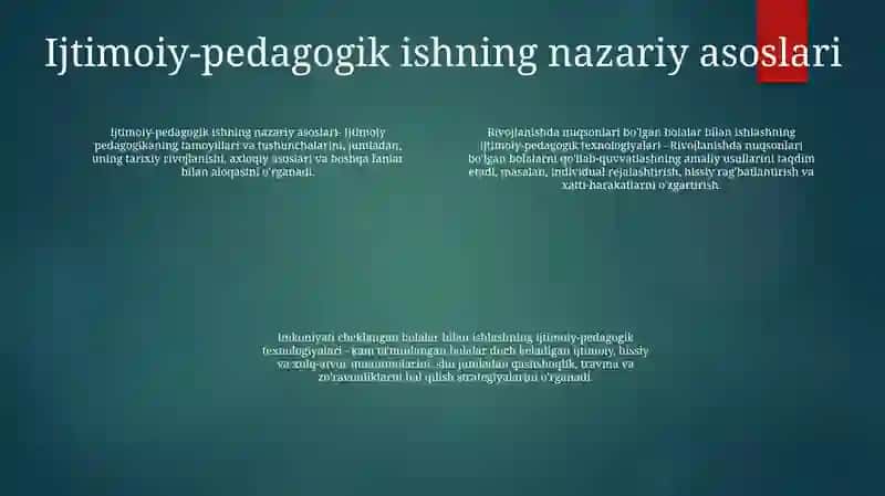 Tarbiyasi OgʻIr Bolalar Bilan Ishlashning Ijtimoiy-Pedagogik Texnologiyalari 3