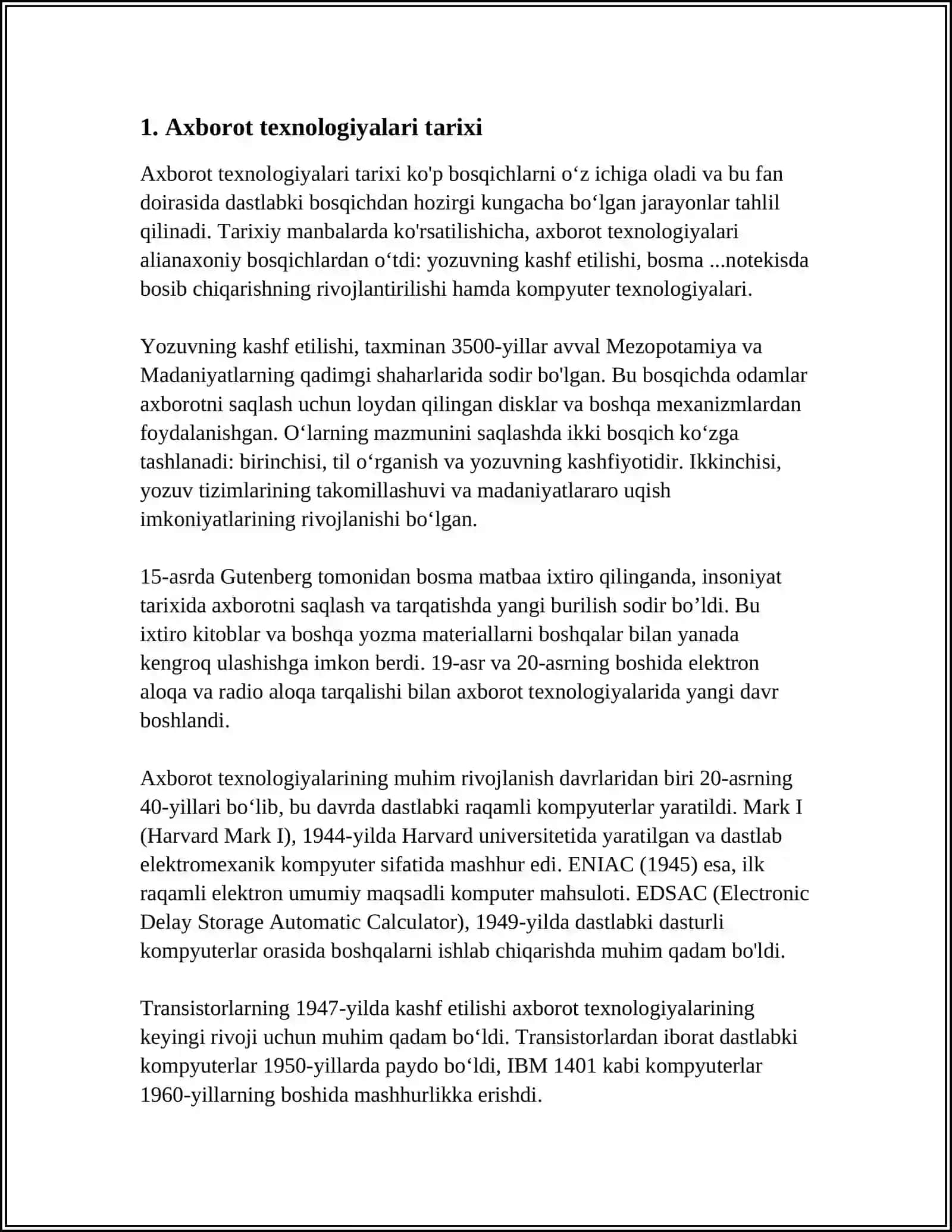 JAMIYATNI AXBOROTLASHTIRISH.ZAMAONAVIY AXBOROT TEXNALOGIYALARI 3