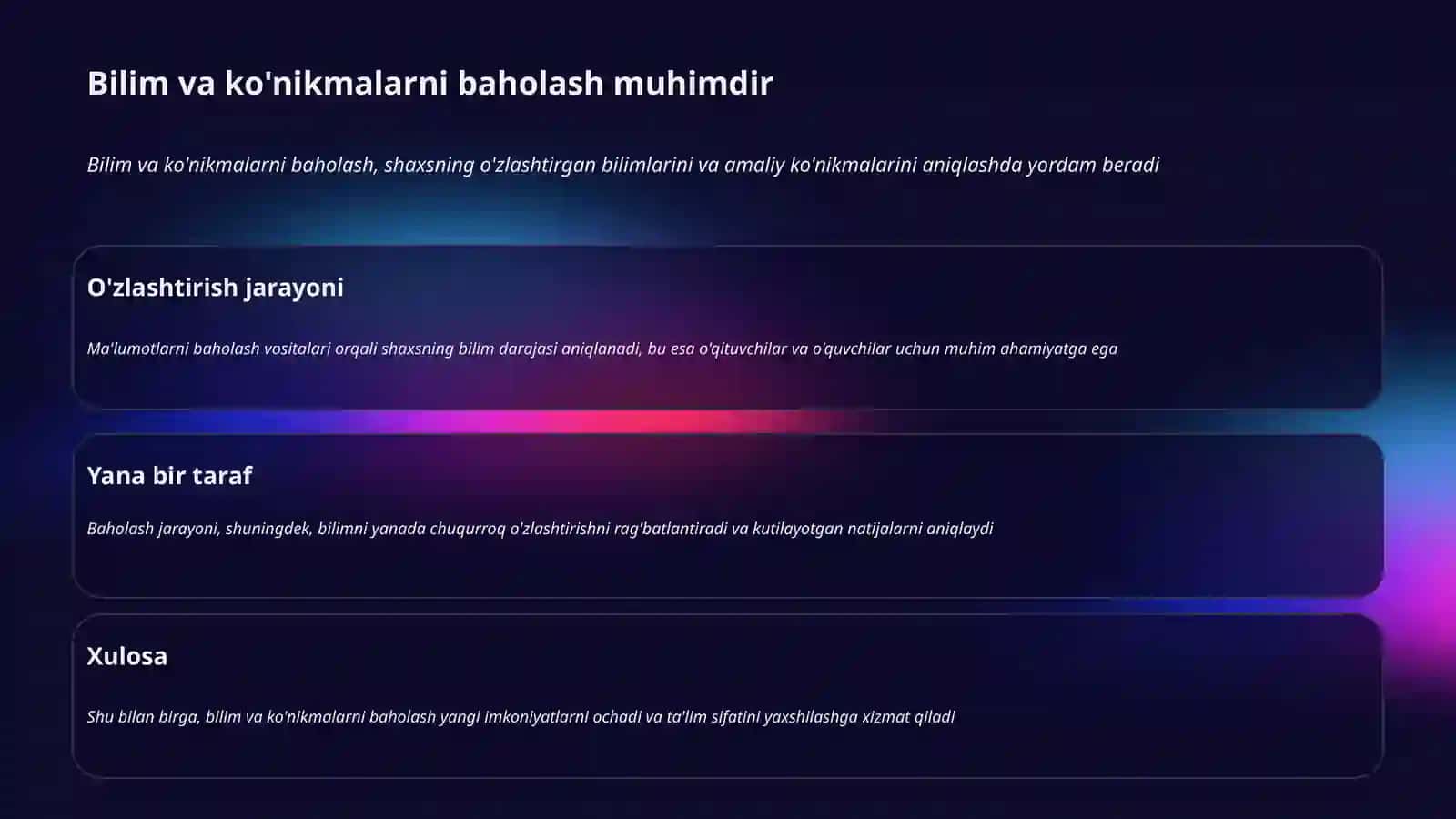 Bilim,ko'nikma va malakalarni tekshirishning vazifalari 3