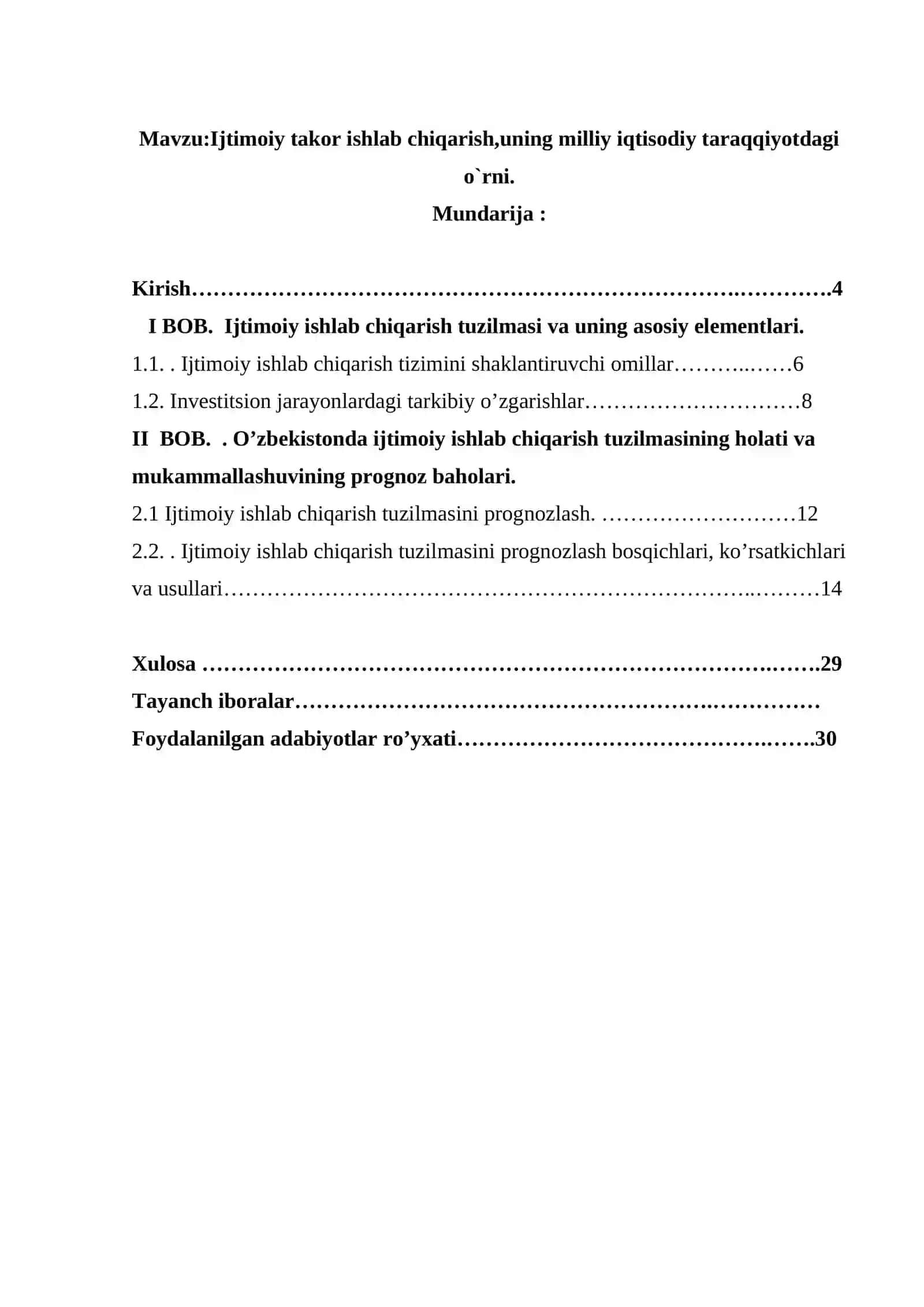 Ijtimoiy takor ishlab chiqarish,uning milliy iqtisodiy taraqqiyotdagi o`rni 3