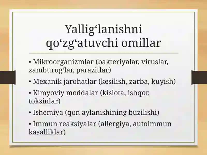 Surunkali yallig‘lanish. Yallig‘lanishning tizimli ta’sirlari. Hujayra reparatsiyasi 3