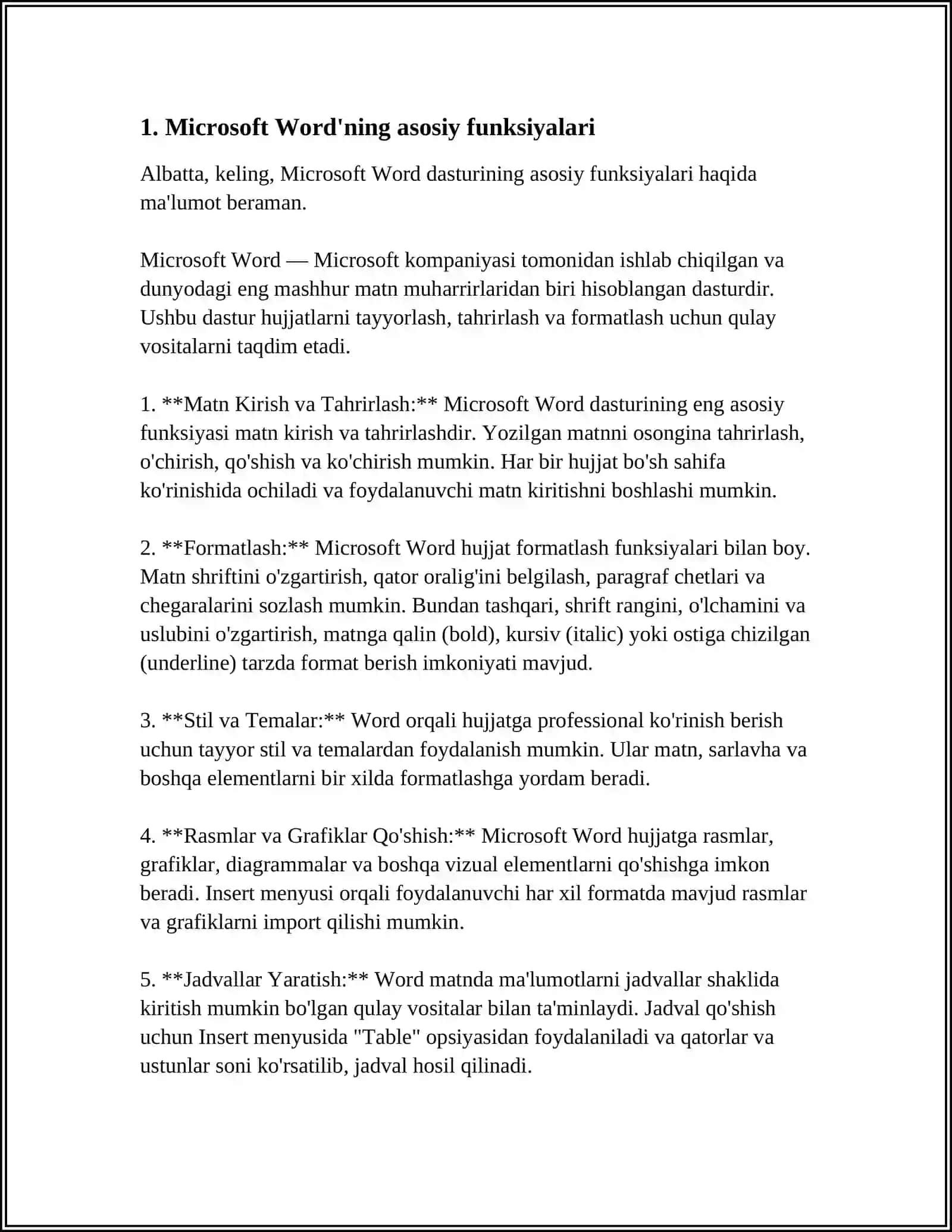 MICROSOFT WORD TIBBIYOTDA ISH OʻRINLARINI AVTOMATLASHTIRISH UCHUN AXBOROTNI QAYTA ISHLASH TEXNOLOGIYASI.MICROSOFT WORD MATN MUHARRIRIDAN FOYDALANISH 3