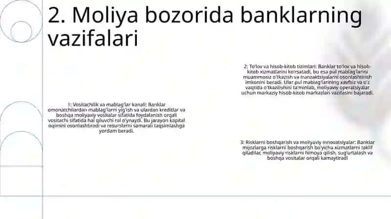 Moliya Bozorlaridagi Faoliyati 3