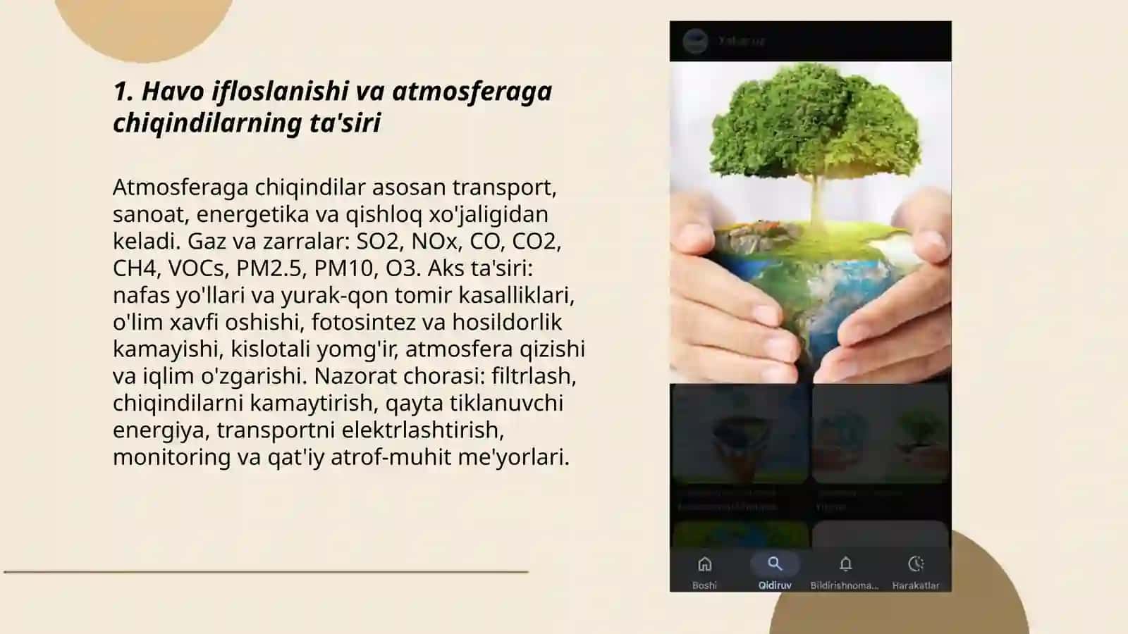 Inson faoliyatining tabiatga ta'siri va tabiatning javobi Abduraximova Fazila 3