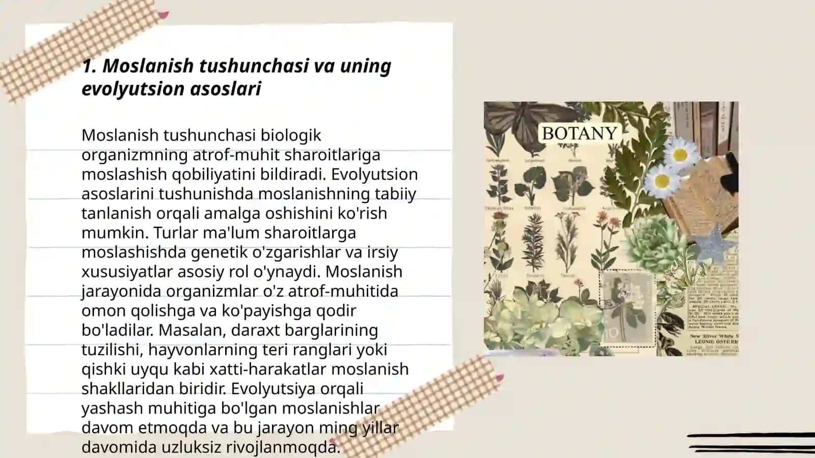 Organik olamdagi moslanishlar evolyutsiya natijasi 3