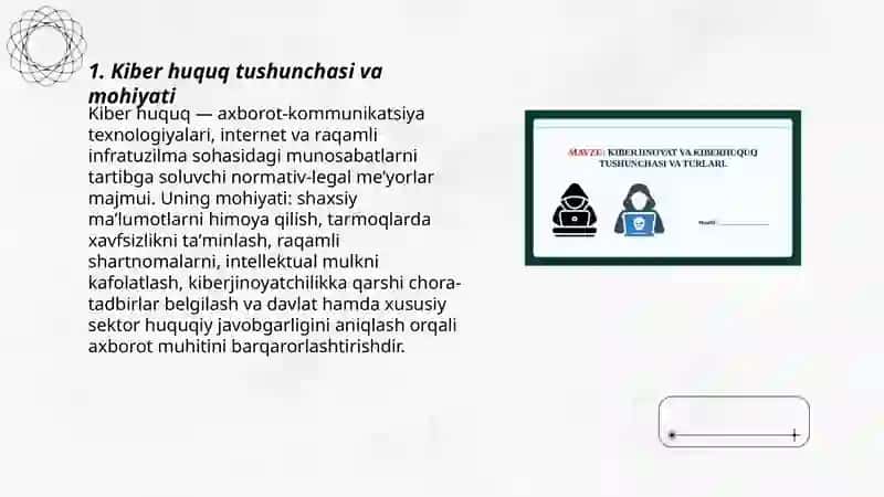 Kiber huquq va Kiberjinoyatchilik tushunchasi va predmeti 3