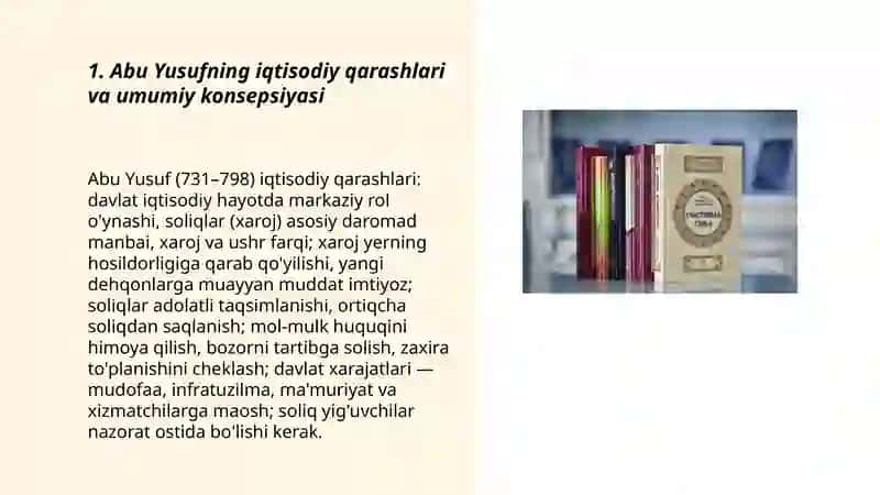 Abu Yusuf-islom iqtisodiyoti, soliqlar (xaroj) nazariyasi 3