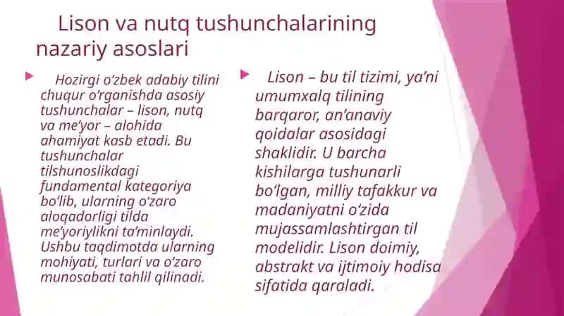 Hozirgi o‘zbek tilida lison,  nutq me’yor munosabati 3