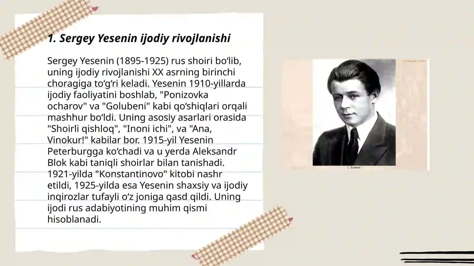 Sergey Yesenin asarlari tahlili 3