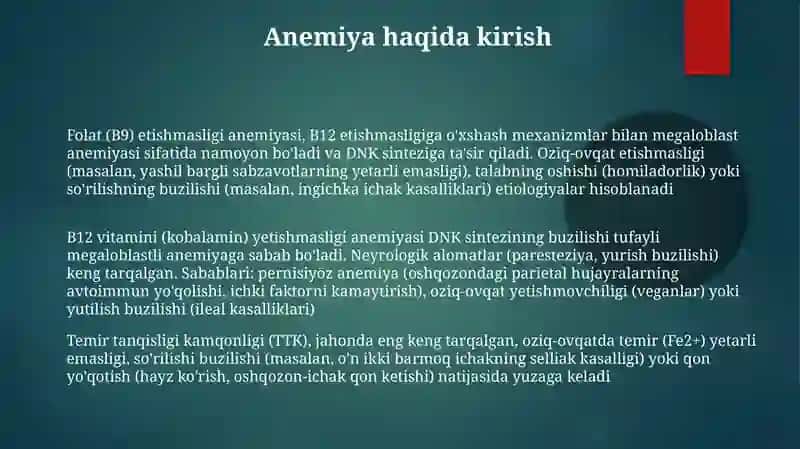 B12, B9 tanqisligi anemiyasi 3