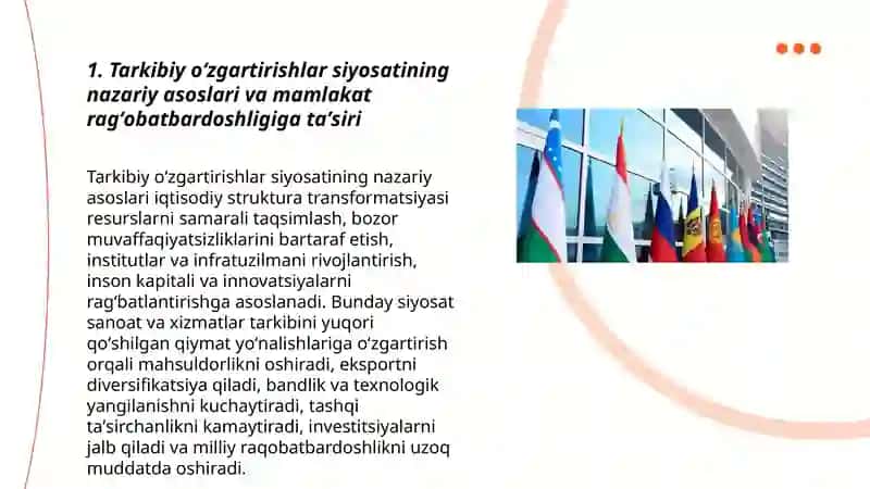 Mamlakat ragʻobatbardoshligini oshirishda tarkibiy oʻzgartirishlar siyosati 3