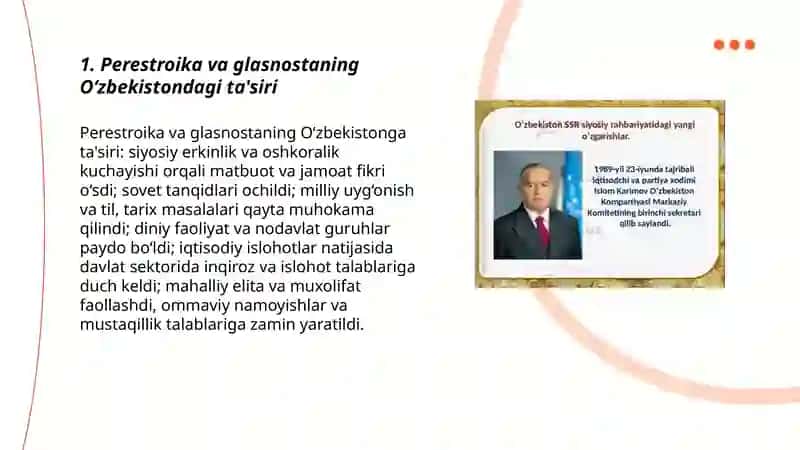 Perestroika va glasnostaning O‘zbekistondagi ta'siri 3