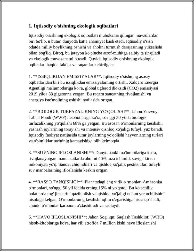 Iqtisodiy o'sishning ekologik oqibatlari 3