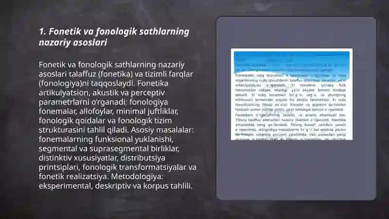 Til sathlari Tilning fonetik fonologik sathlari 3