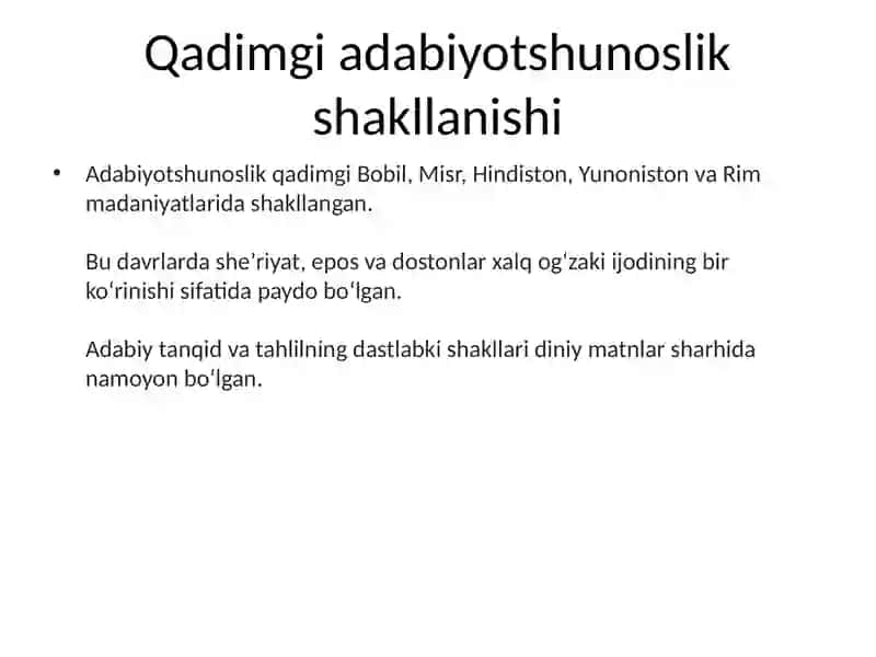 QADIMGI DAVR ADABIYOTSHUNOSLIGI VA ARASTUNING “POETIKA” ASARI 3