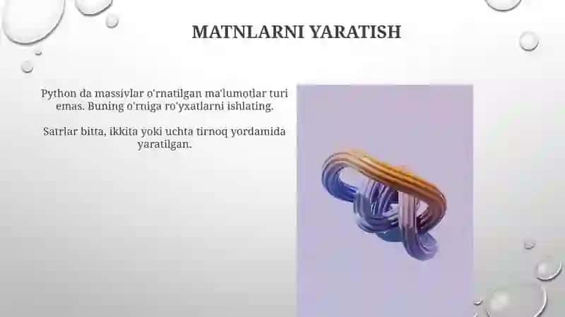 Python dasturlash tilida massivlar va satriy kattaliklar 3