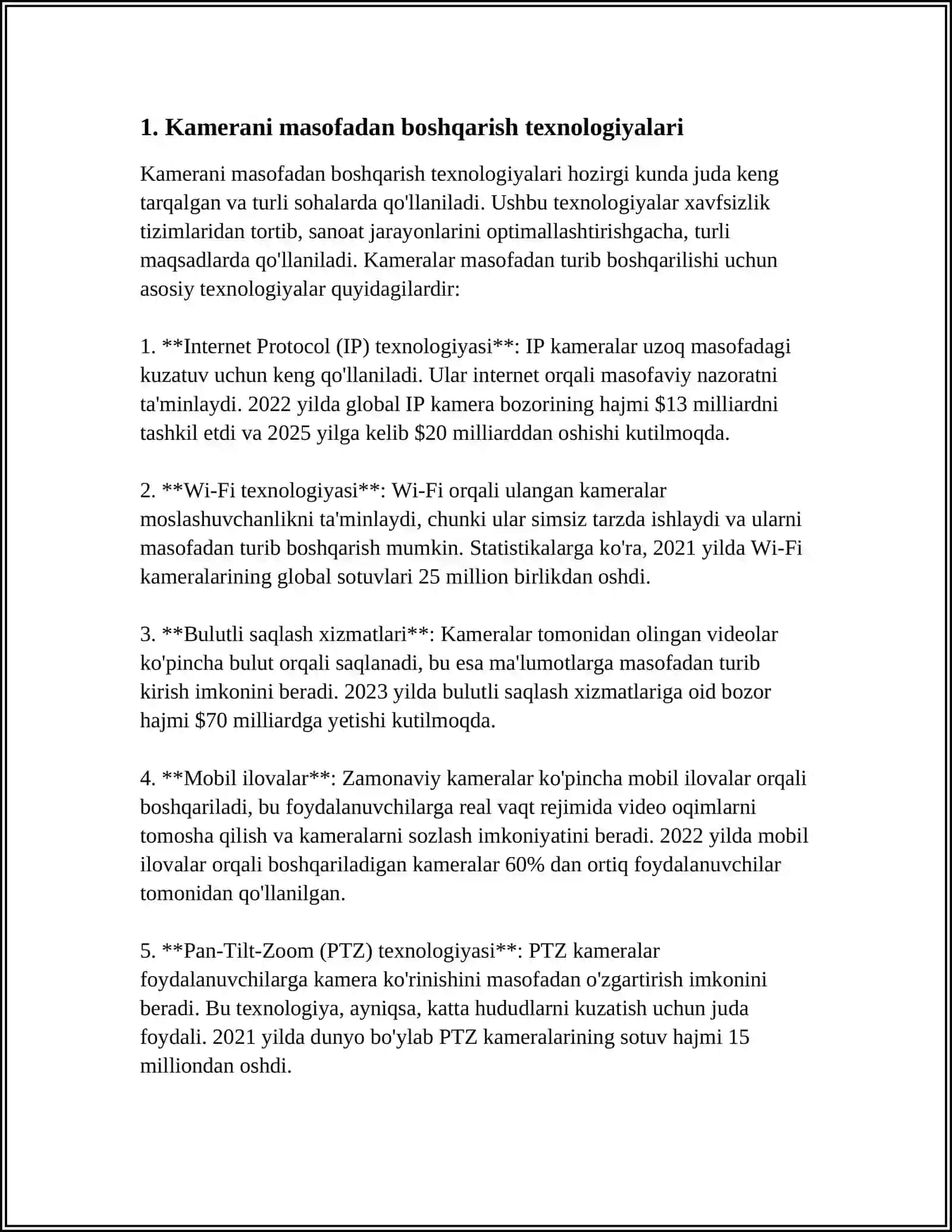 Kamerani masofadan boshqarish texnologiyalari 3