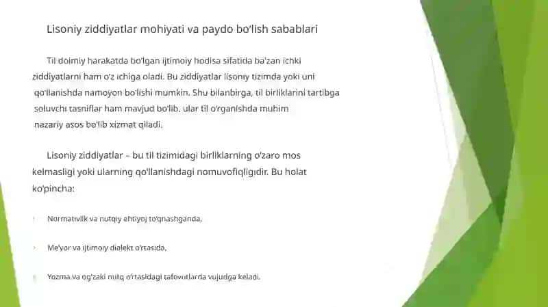 Lisoniy ziddiyatlar. Lisoniy tasnif va uning turlari 3