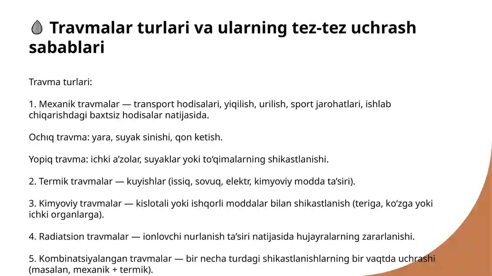 Ko‘krak qafasi, qorin bo‘shlig‘i va kichik tos a’zolari travmasi. Politravmada tekshirish taktikasi. 3