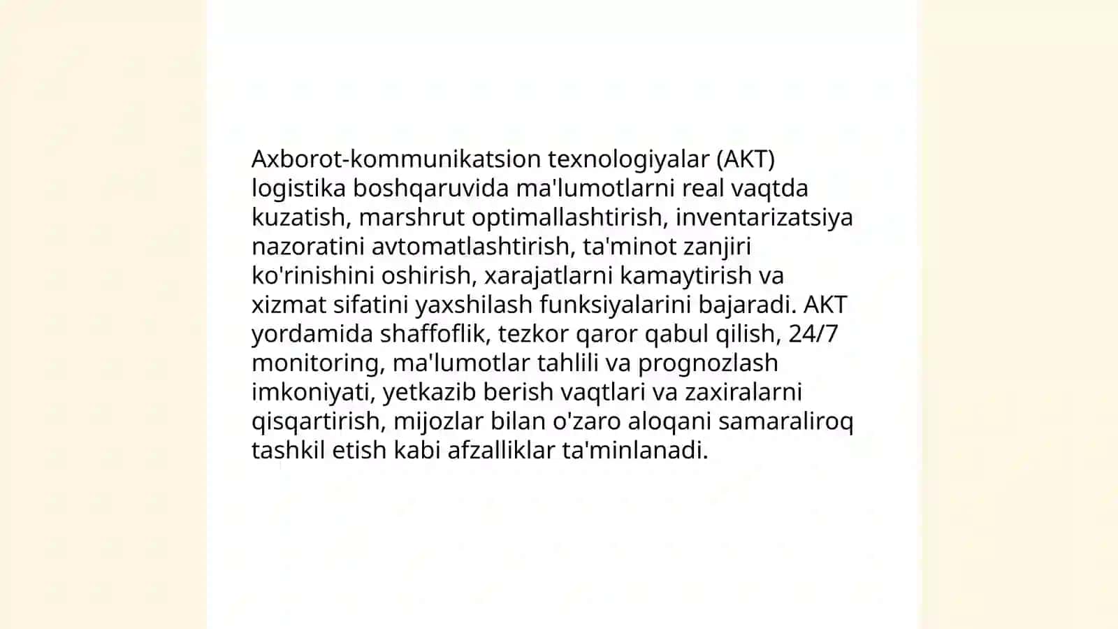 Logistik boshqaruvda axborot kommunikatsion texnologiyalarning o‘rni 3