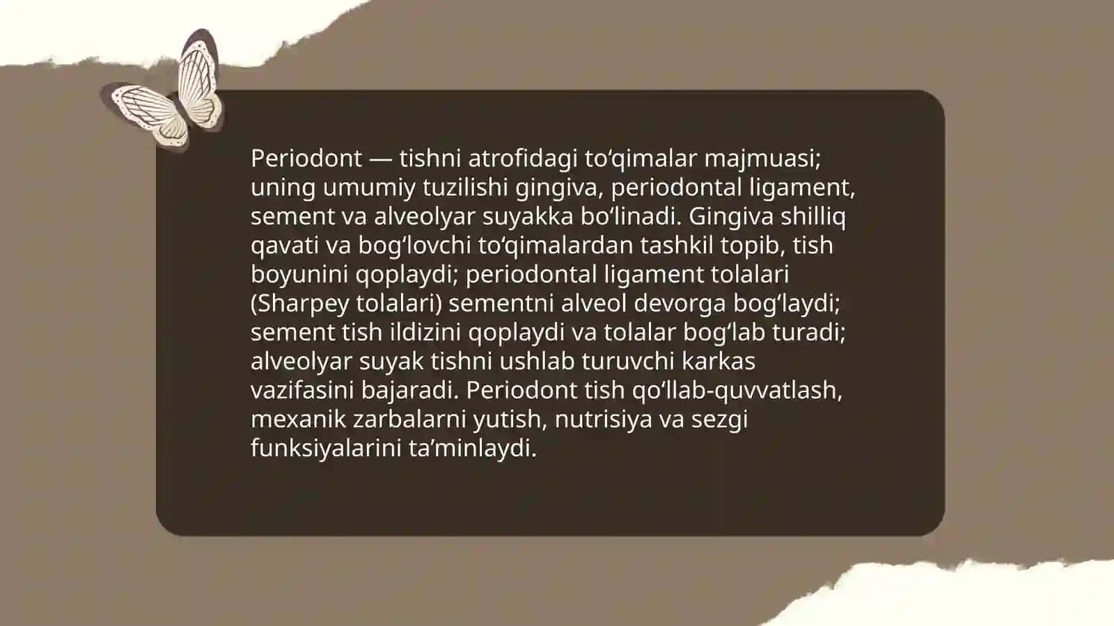 Periodont tuzilishi, vazifalari. Yoshga xos o`zgarishlar 3