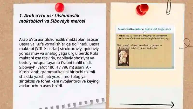 Medieval linguistics (Arabian, Central Asian, European, Russian linguistics). Renaissance linguistics 3
