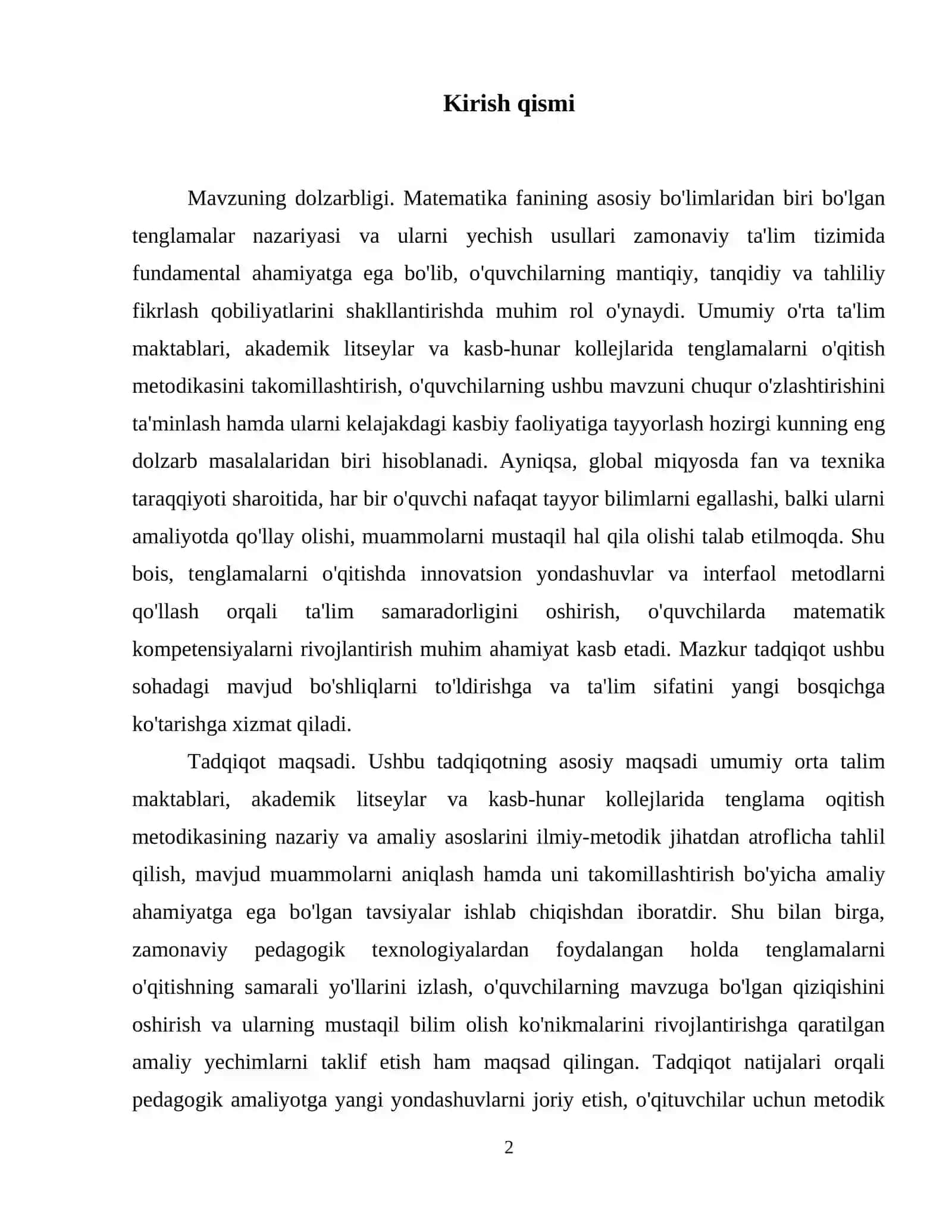 Umumiy o`rta ta`lim maktab, AL va KHKlarida tenglama o`qitish metodikasi. 3