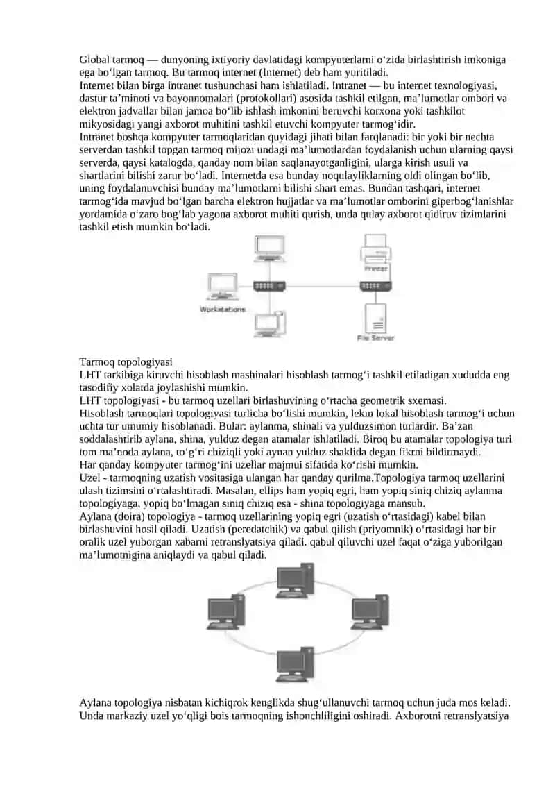 INTERNET TARMOG‘I VA UNING TASHKIL ETILISHI 3