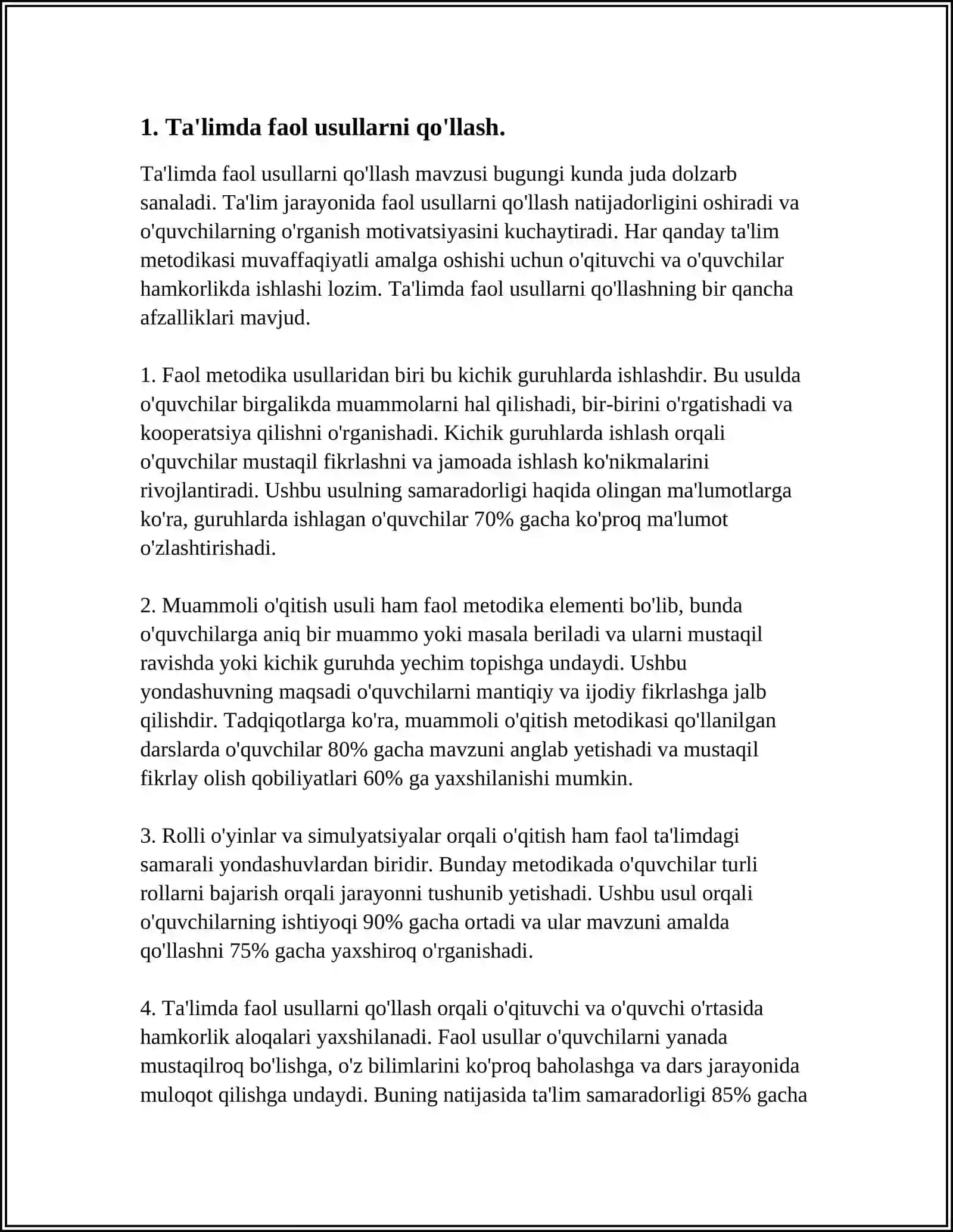 OʻQITISHNING FAOL USULLARI VA ULARNI TANLASH 3