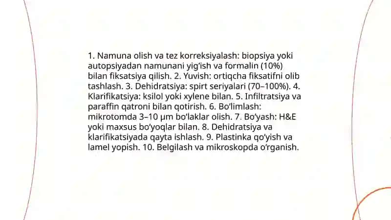 Gistopreparatlar tayorlash va turli mikroskoplarda oʻrganish 3