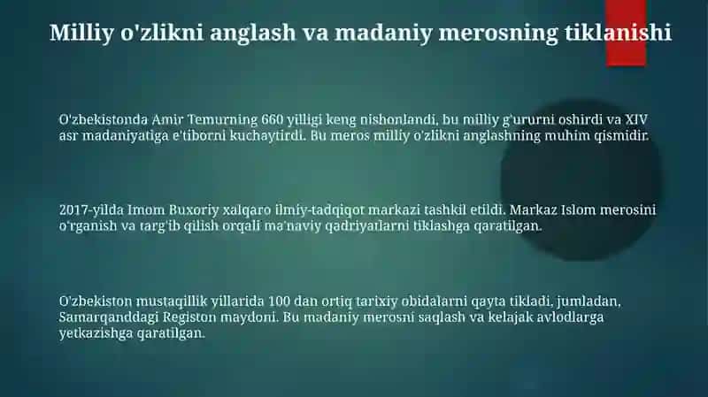 Mustaqillik yillarida O‘zbekistondagi ma’naviy va madaniy taraqqiyot 3